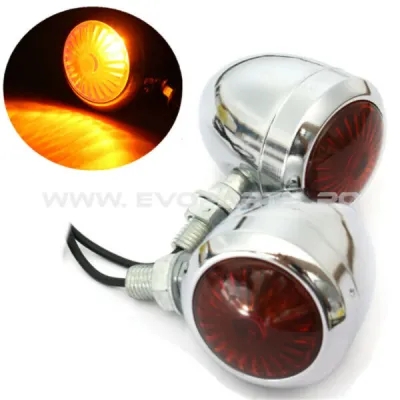 Set 2buc Semnalizari Universale Cromate Chopper Bobber Cafe Racer Moto A066