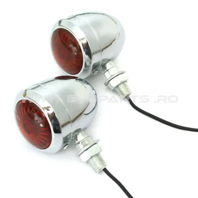 Set 2buc Semnalizari Universale Cromate Chopper Bobber Cafe Racer Moto A066