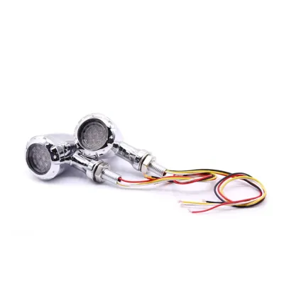 Set 2 semnalizari moto argintii LED Chopper glont pozitie stop A879