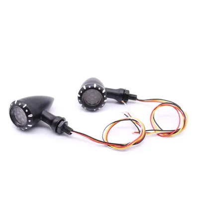 Set 2 semnalizari moto negre LED Chopper glonț poziție stop A878