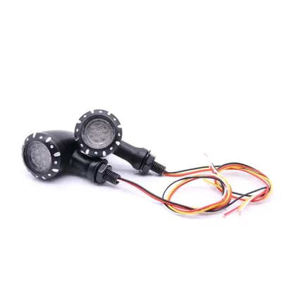 Set 2 semnalizari moto negre LED Chopper glonț poziție stop A878