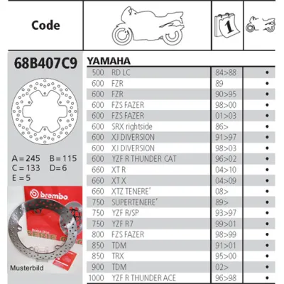 Disc Frana Spate Brembo Yamaha Tdm R1 Fzr Fzs Xt Xj Thundercat