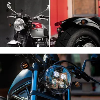 Semnalizari Moto Negru Chopper Bobber Cafe Racer Custom Grilaj Metal