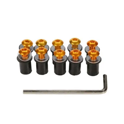 Set 10buc Suruburi Parbriz Moto cu piulite - GOLD