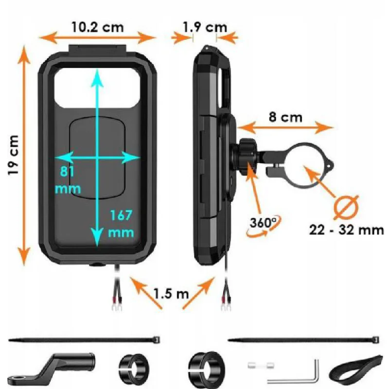 Suport Telefon Ghidon Moto Wireless Charger 4RIDE