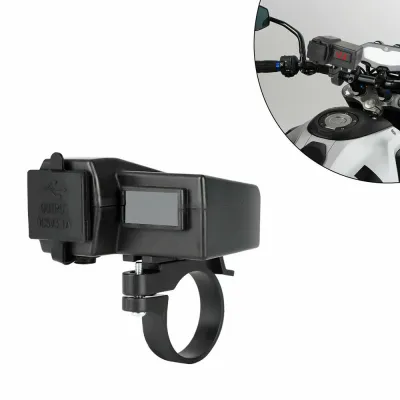 Priza Încărcare Telefon Moto Ghidon USB Fast Voltmetru Tensiune