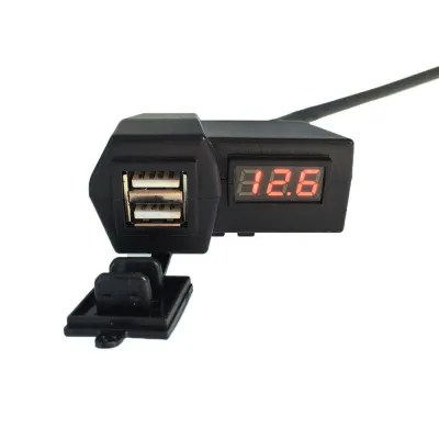 Priza Încărcare Telefon Moto Ghidon USB Fast Voltmetru Tensiune