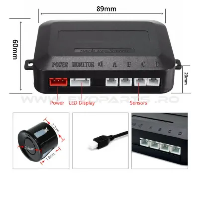 Kit 4 Senzori Parcare Auto Display LED Universali
